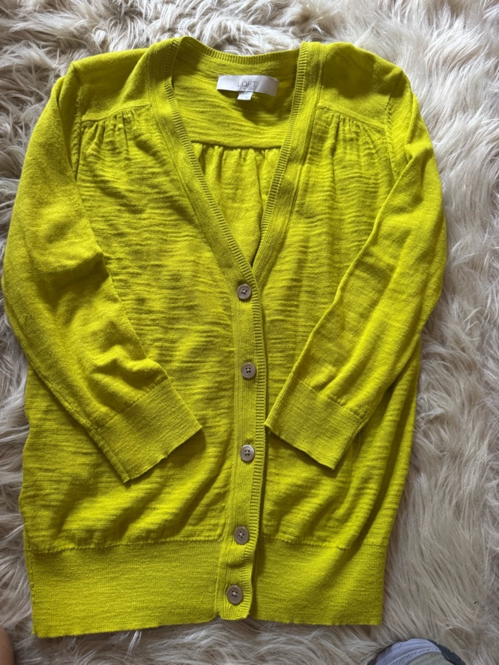 LOFT Vibrant Chartreuse Knit Cardigan